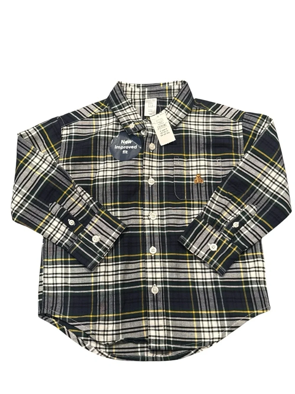 babyGap Toddler Boy's Oversized Oxford Plaid Collar Button-Down Shirt, Size 4T